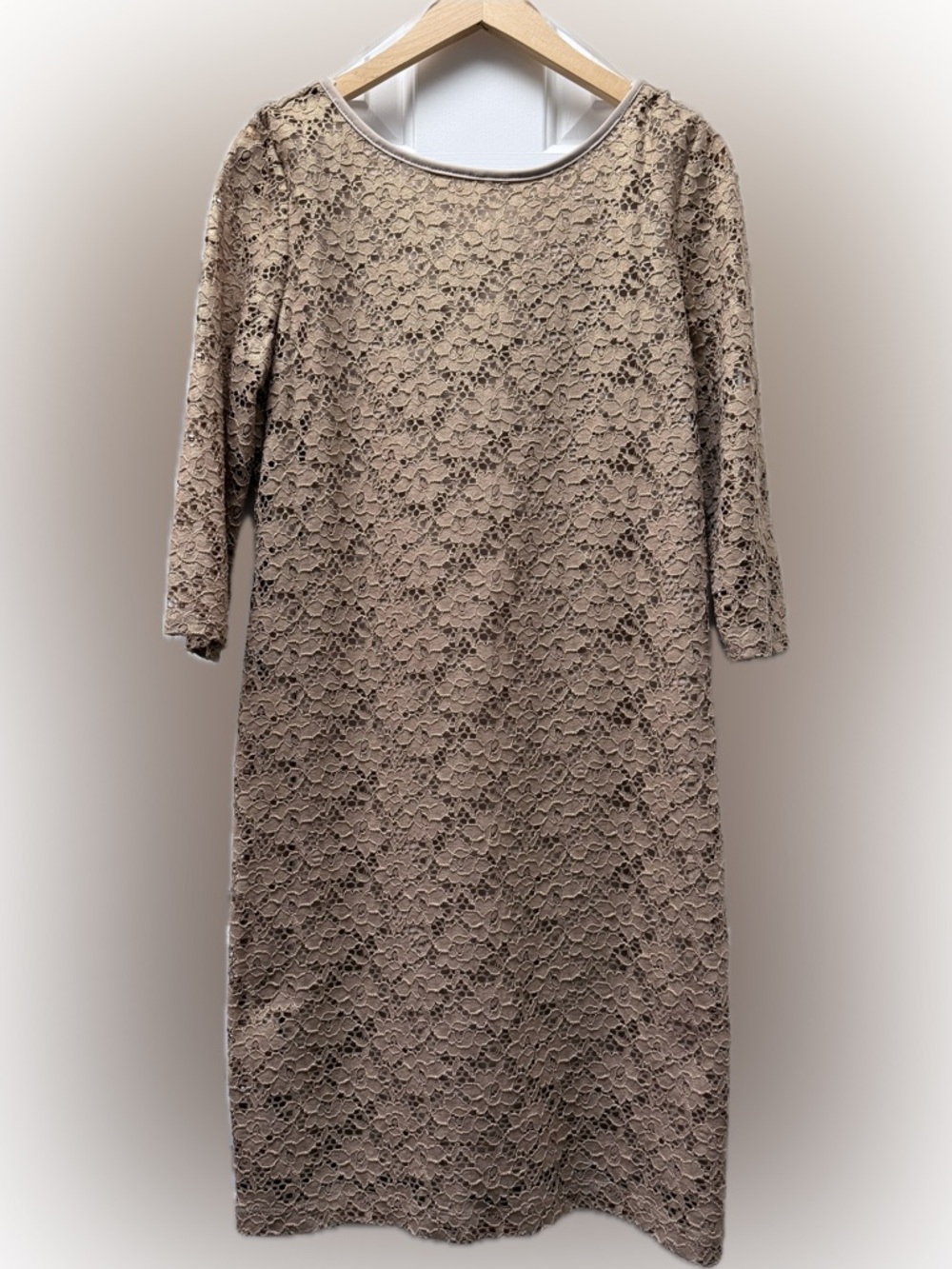 ONYX NITE gold shimmer lace dress